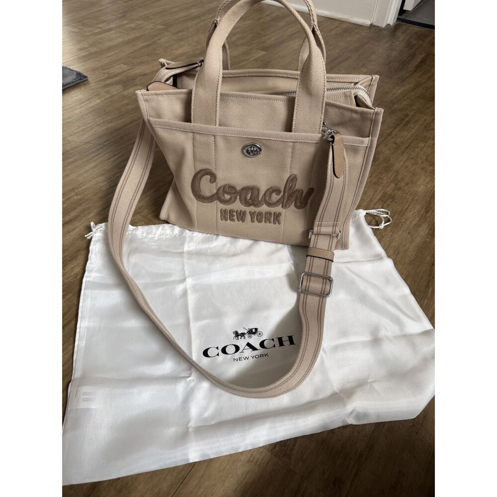 Coach Cargo Tote Bag Canvas Dark Natural
